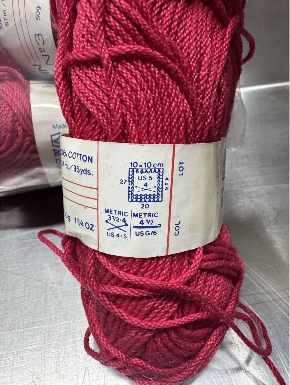 Pinguin Fil Decosse Yarn Red 8 Skein Lot